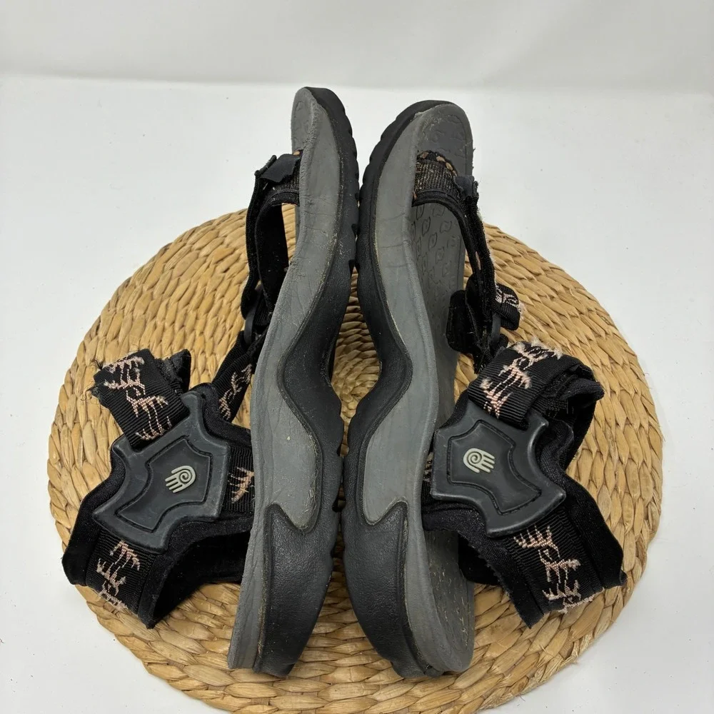 Teva 6677 Men's Hurricane Sport Sandals Size 10 Black Geometric Pattern Vintage